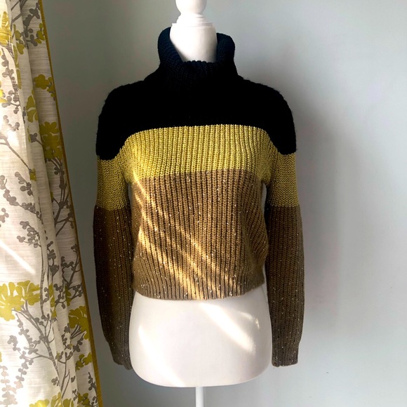 sophyline & co striped slightly cropped knitted turtleneck sweater. Size… - Picture 3 of 4